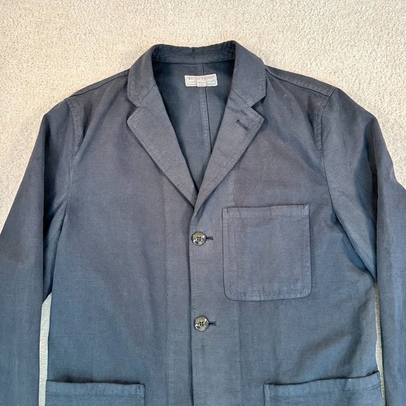 Wallace and Barnes Chore Blazer Slim Fit Cotton Linen Blend Navy Blue Size - Picture 3 of 12